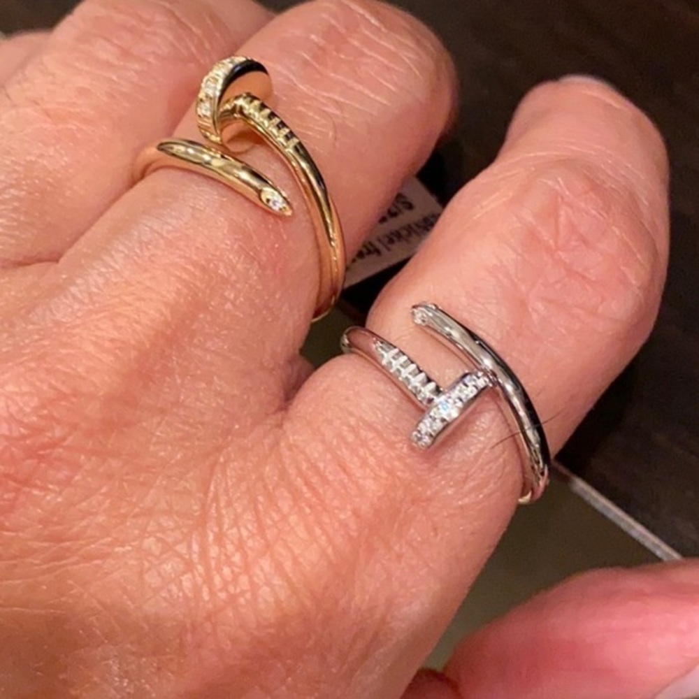 Gold Plated or Sterling Silver designer Nail inspired Ring Band nail Ring